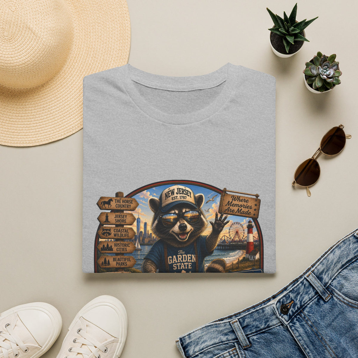 New Jersey Raccoon "Garden State" T-Shirt — Retro State Pride Tee
