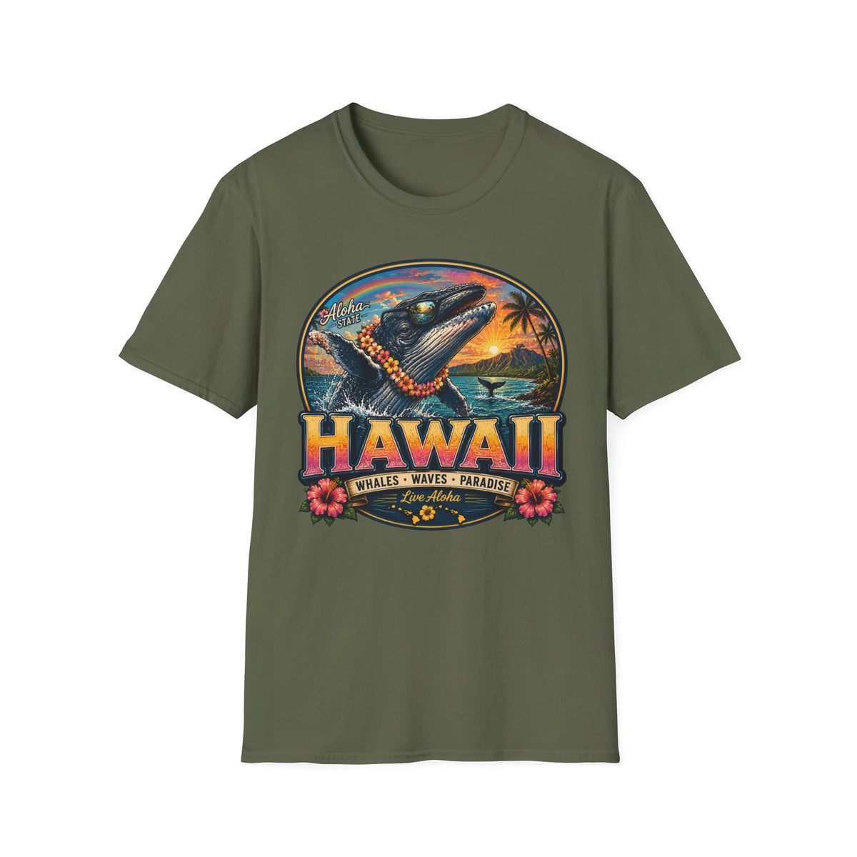 Hawaii Whale Sunset T-Shirt — Aloha Tropical Island Graphic Tee