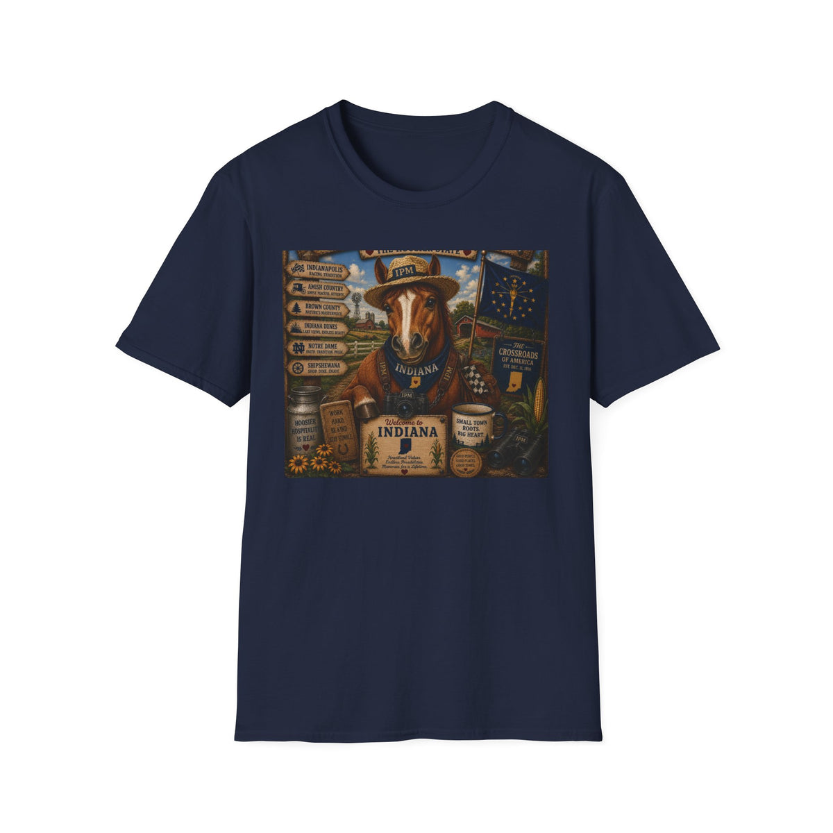 Indiana Scout Dog T-Shirt — Vintage State Travel Poster Design