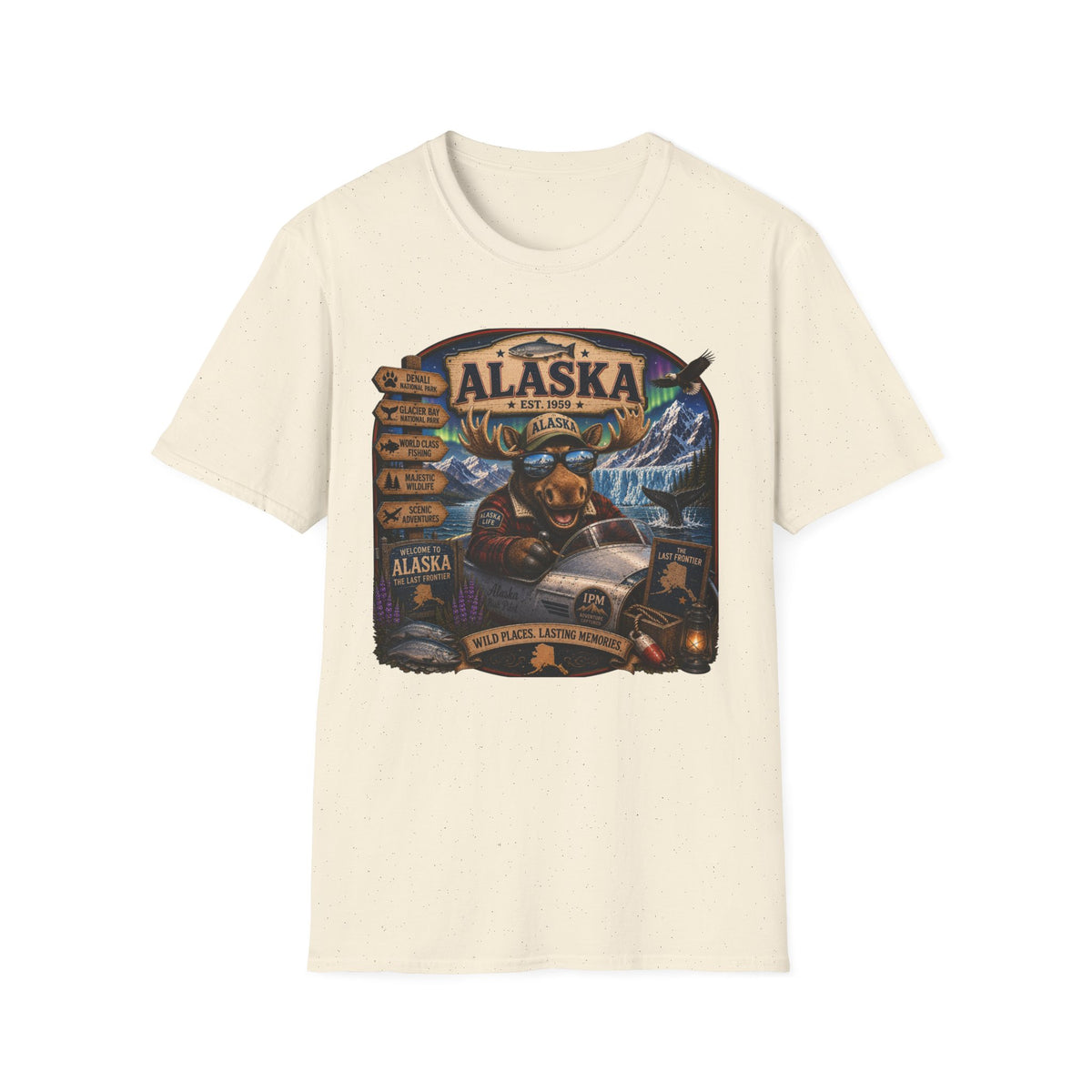 Alaska Moose Graphic T-Shirt — Vintage Wilderness Travel Souvenir
