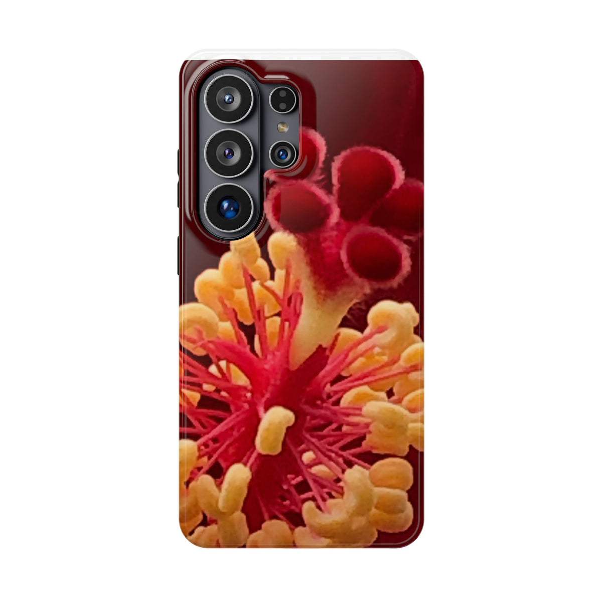 Floral Macro Phone Case — Red & Yellow Pollen Design (Magnetic Impact-Resistant)