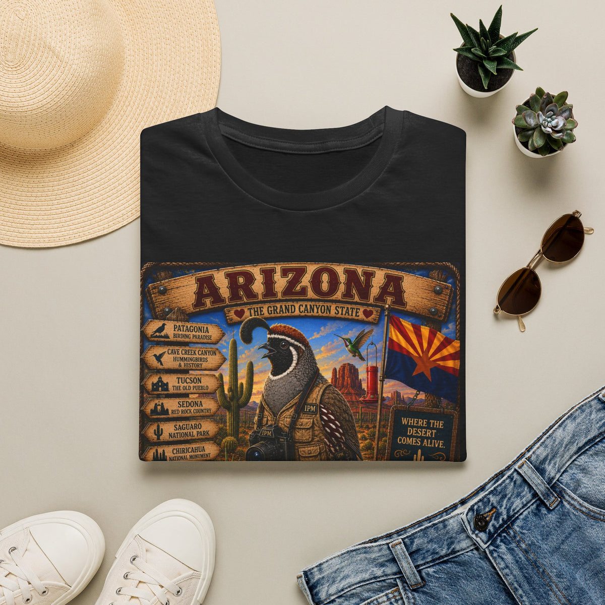 Arizona Vintage State Poster T‑Shirt — Grand Canyon Travel Tee