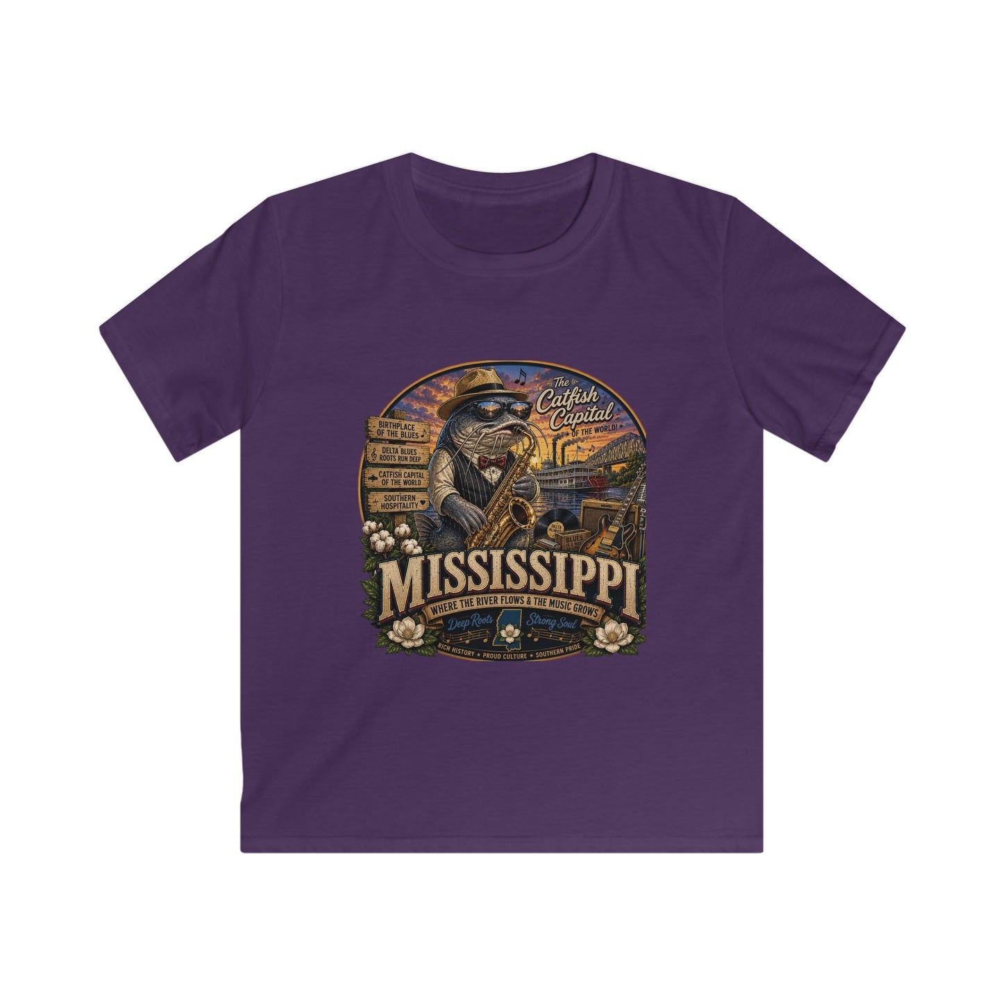Kids Mississippi State Tee — Vintage Riverboat & Blues Design