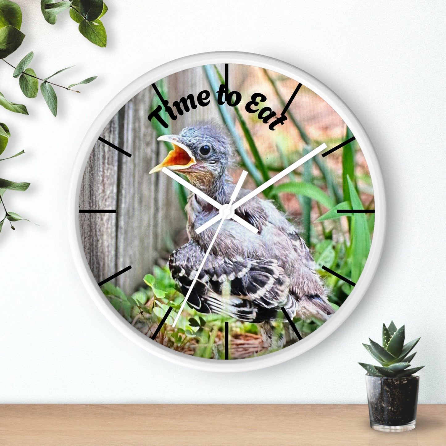 Nature-Inspired Wall Clock, Time to Eat Bird Clock, Home Decor for Bird Lovers, Gift for Nature Enthusiasts, Unique Wall Art