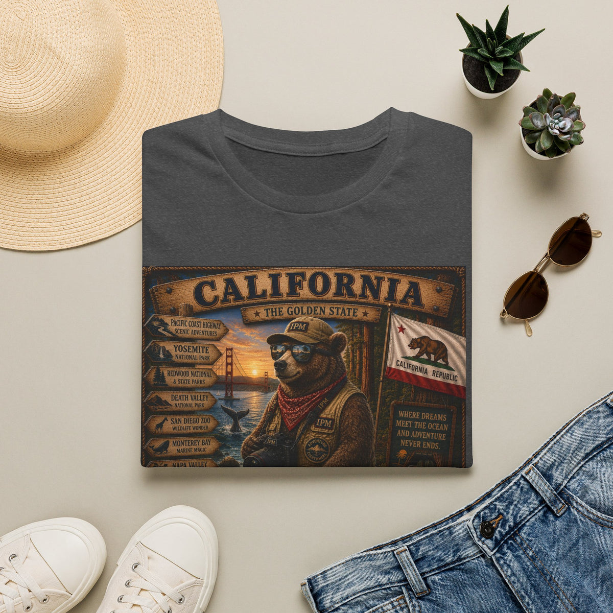 California Golden State Vintage Bear Graphic T-Shirt