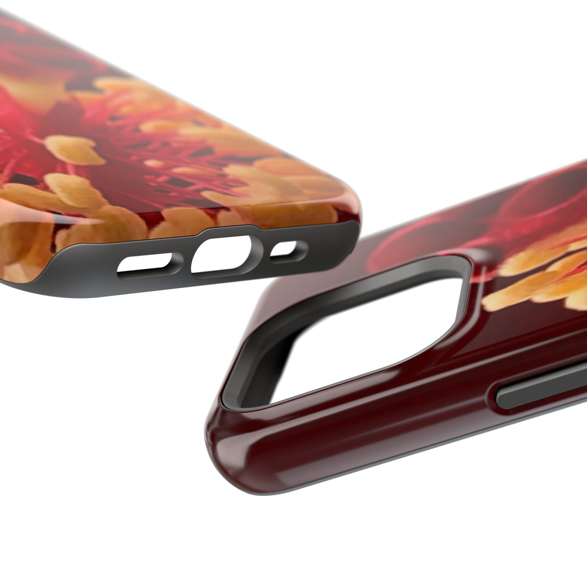 Floral Macro Phone Case — Red & Yellow Pollen Design (Magnetic Impact-Resistant)