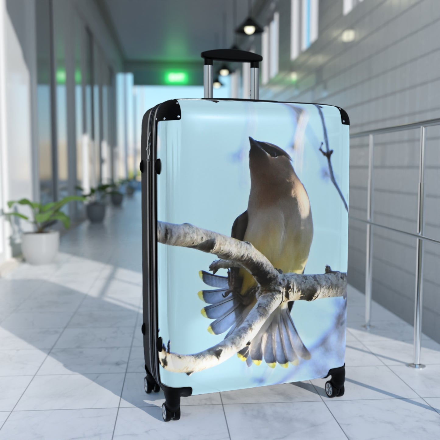 Cedar Waxwing Bird Suitcase — Lightweight Carry-On Luggage with Nature Photography Design