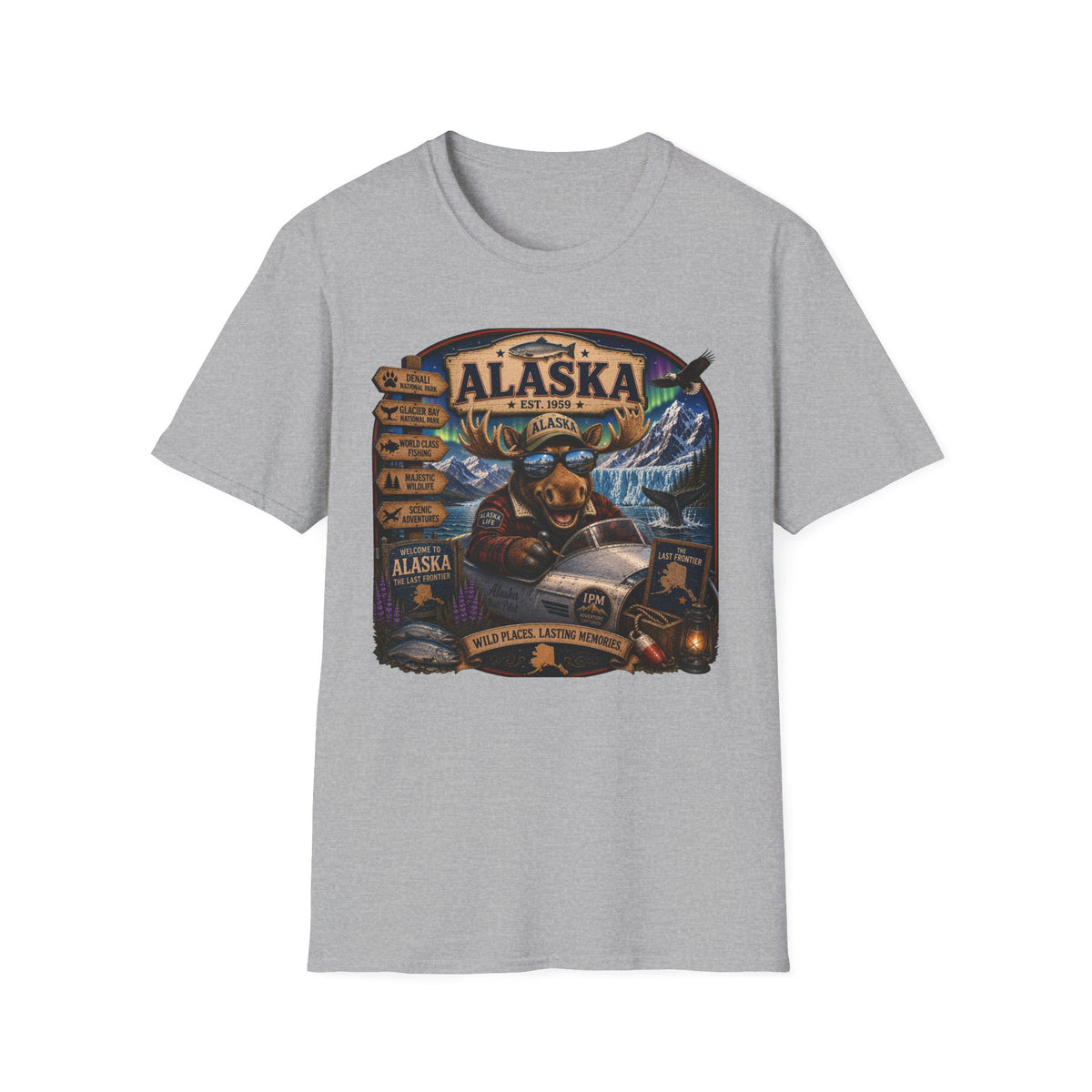 Alaska Moose Graphic T-Shirt — Vintage Wilderness Travel Souvenir