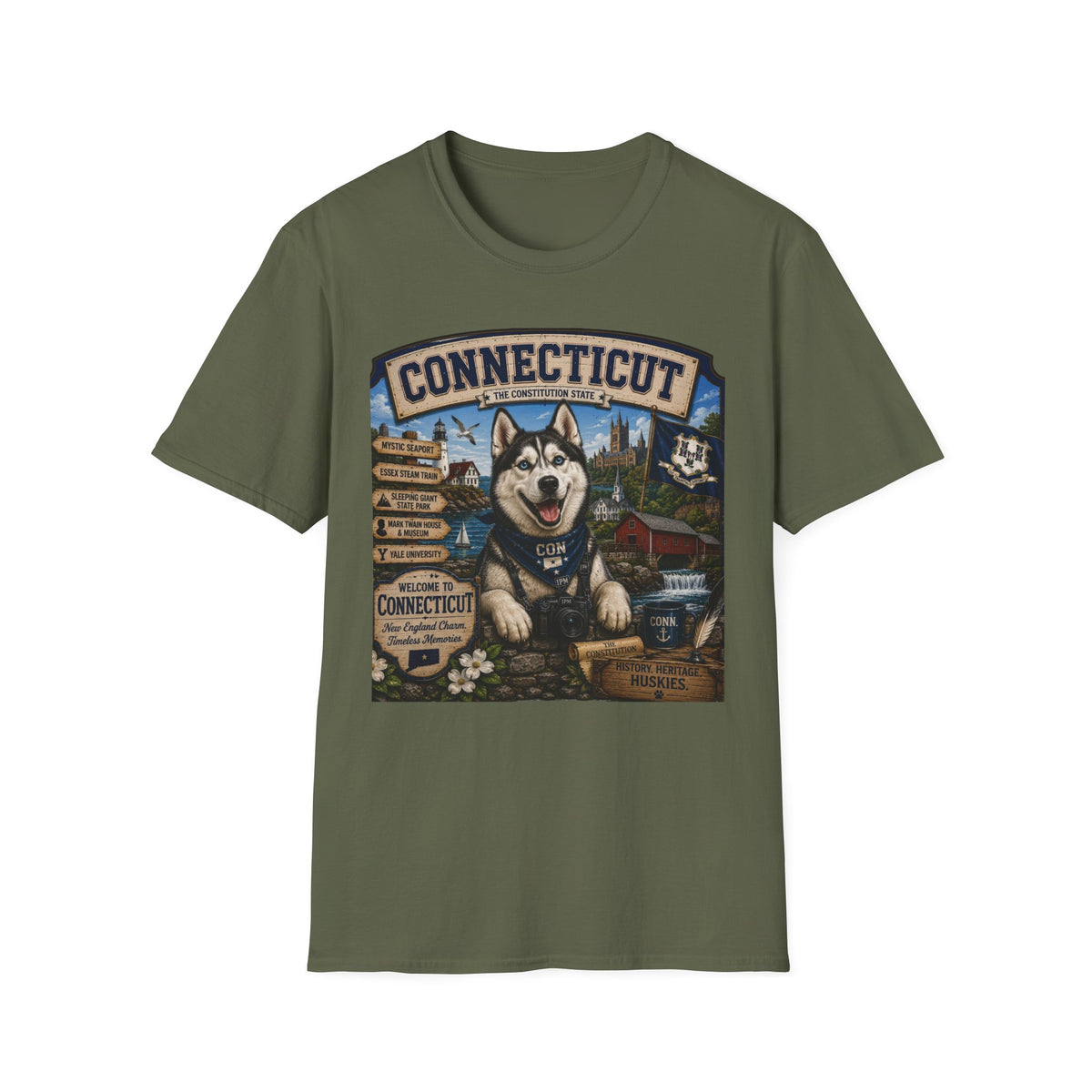 Connecticut Husky State T-Shirt — Vintage Connecticut Scenic Tee