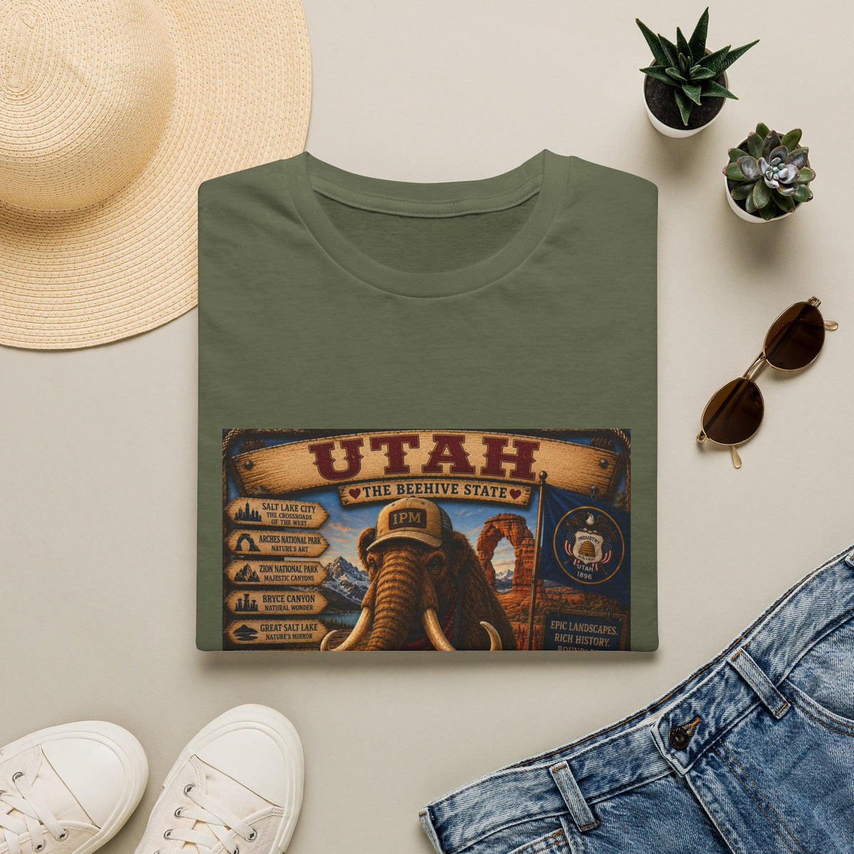 Utah The Beehive State Vintage Mammoth T-Shirt