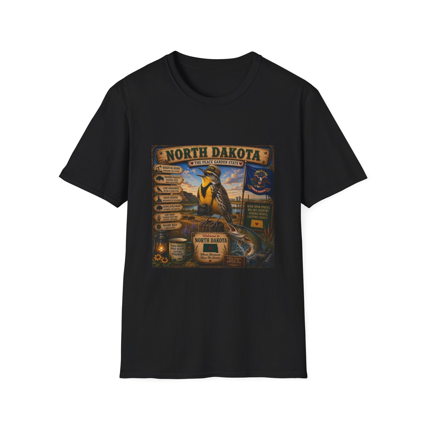 North Dakota State Pride T‑Shirt — "North Dakota: The Peace Garden State" Vintage Travel Design