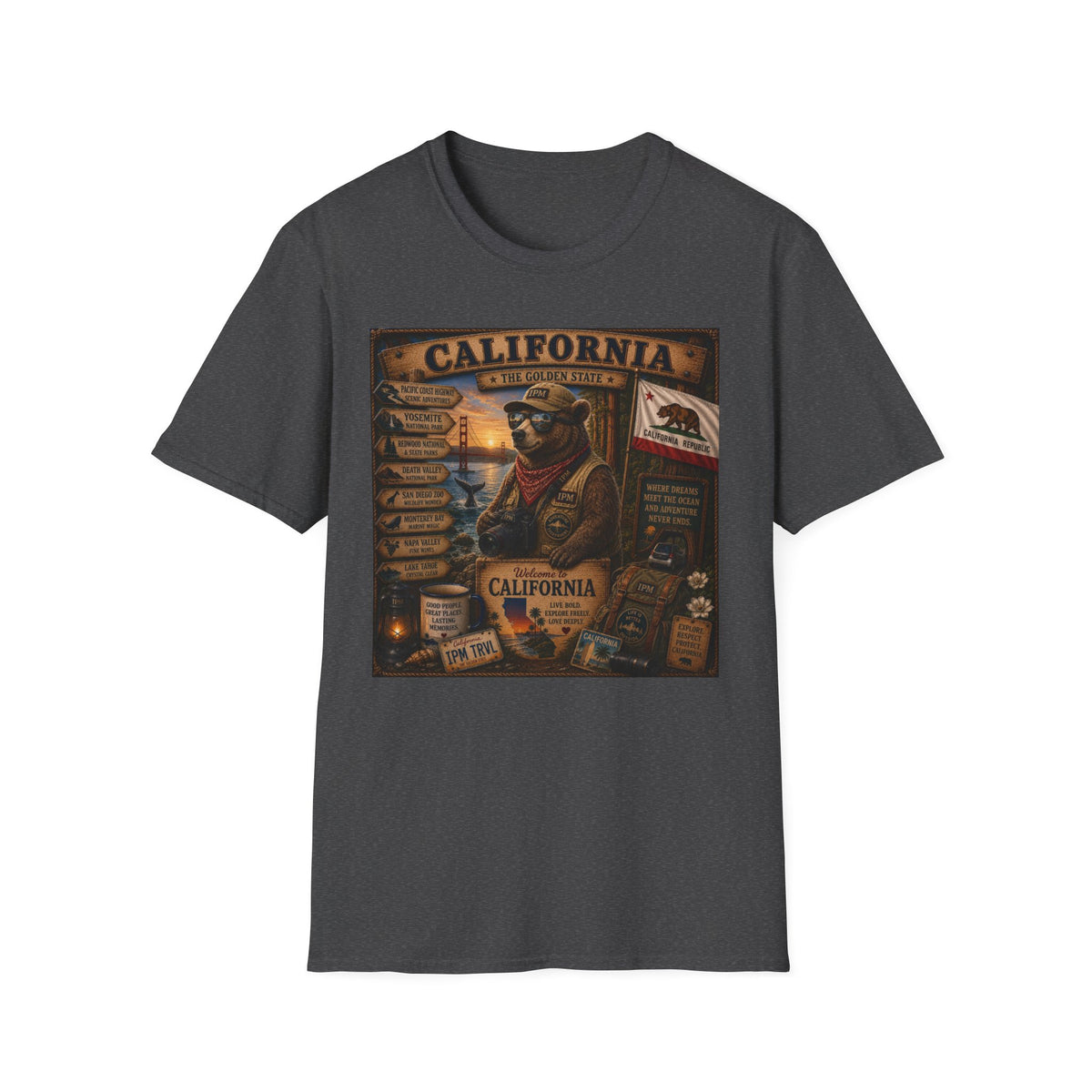 California Golden State Vintage Bear Graphic T-Shirt