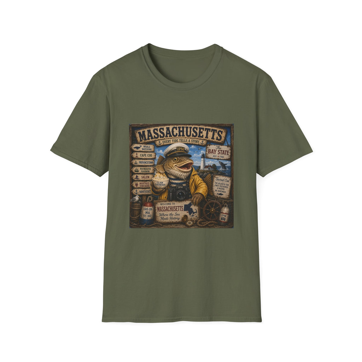 Massachusetts Fisherman T-Shirt – Vintage Cape Cod & Bay State Nautical Tee