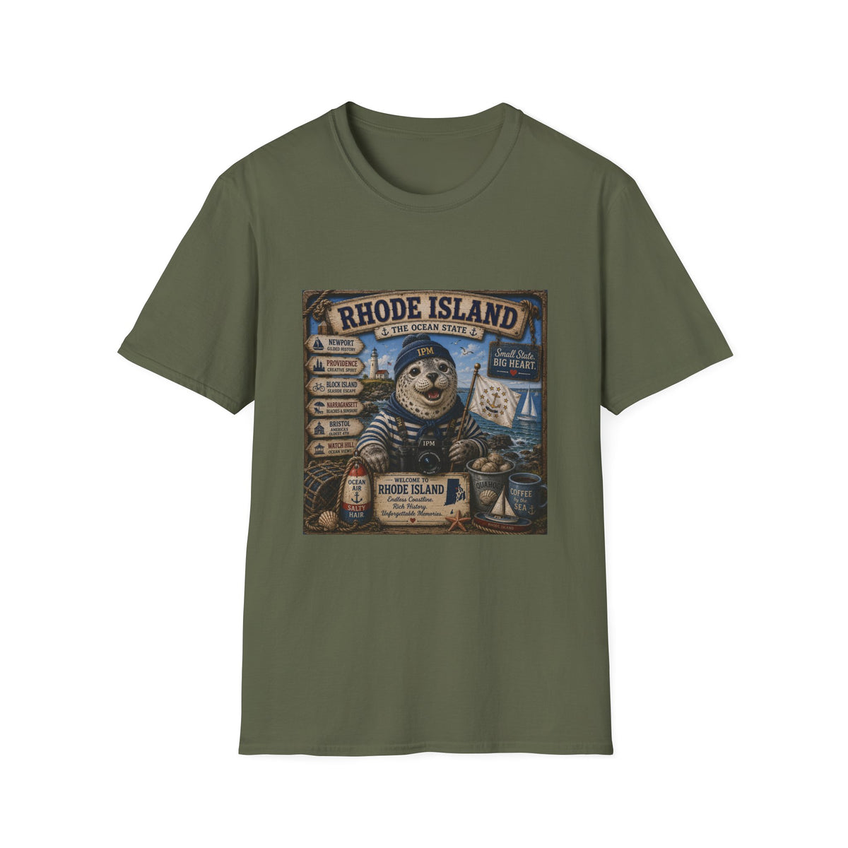 Rhode Island Sealife T-Shirt — 'The Ocean State' Vintage Seal Design