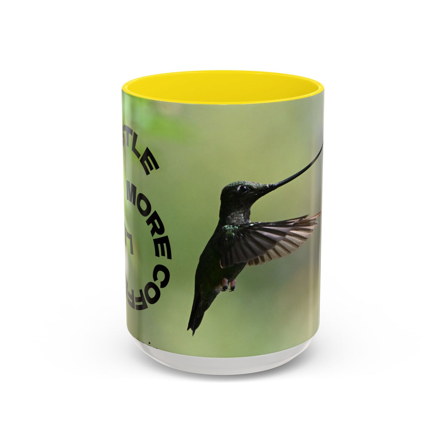 Hummingbird Accent Coffee Mug – 11/15oz Ceramic Mug with Black Interior & Handle