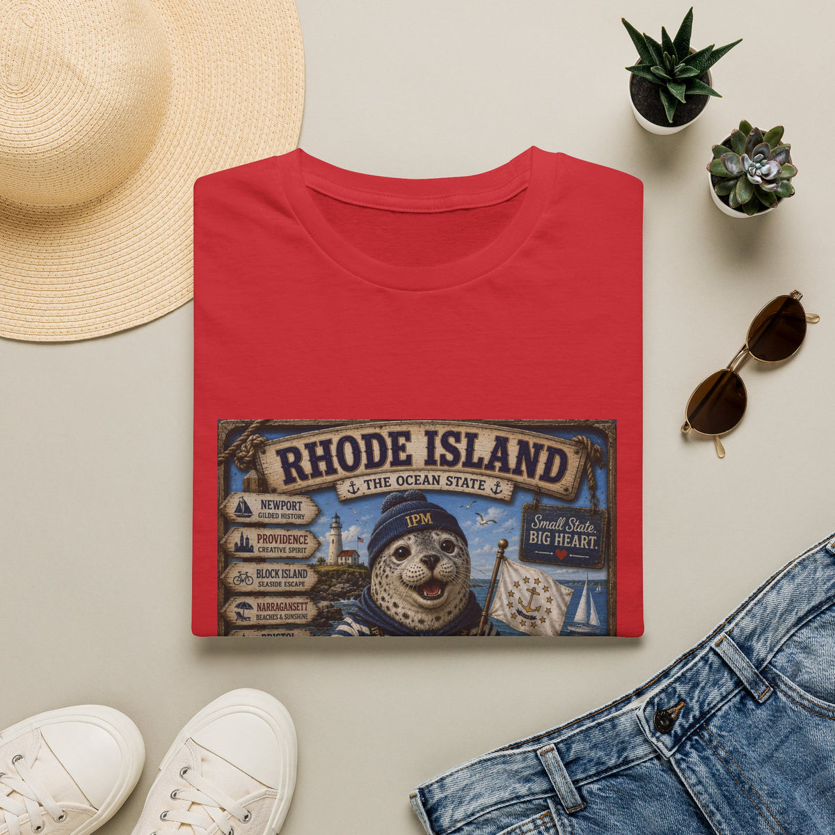 Rhode Island Sealife T-Shirt — 'The Ocean State' Vintage Seal Design