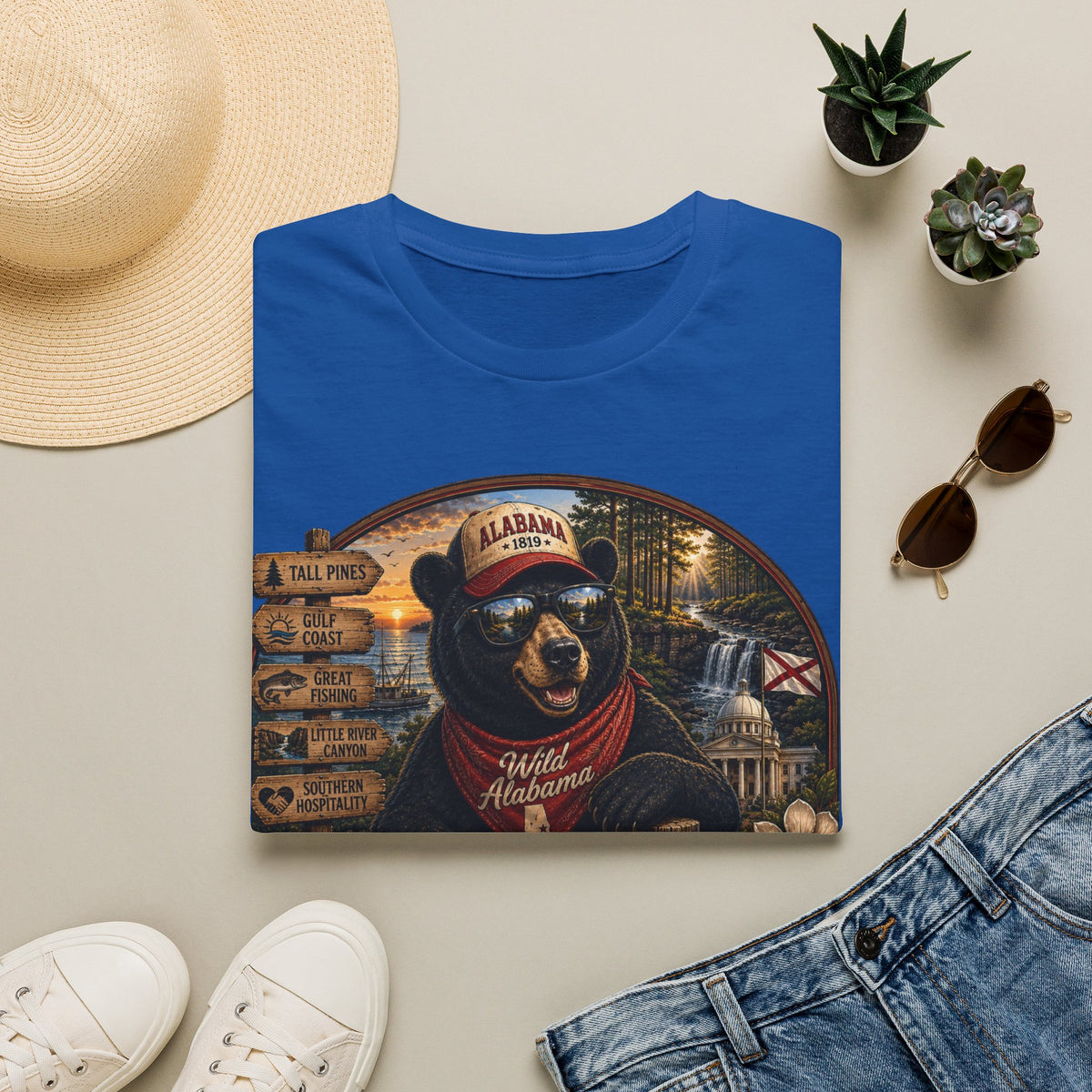 Alabama Bear Graphic T-Shirt — Vintage State Pride Tee