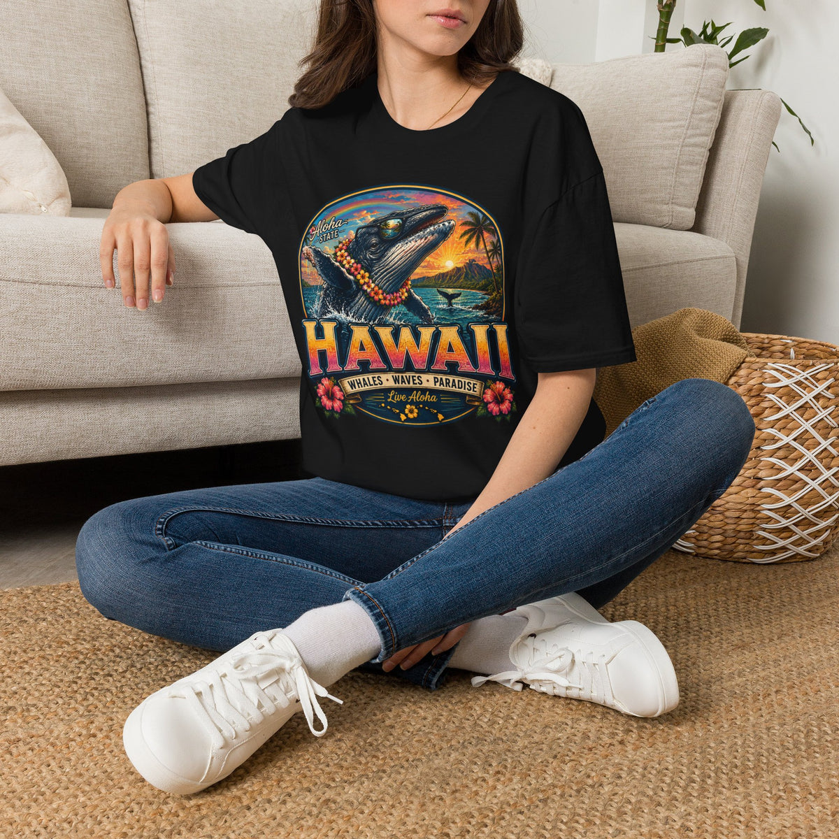 Hawaii Whale Sunset T-Shirt — Aloha Tropical Island Graphic Tee