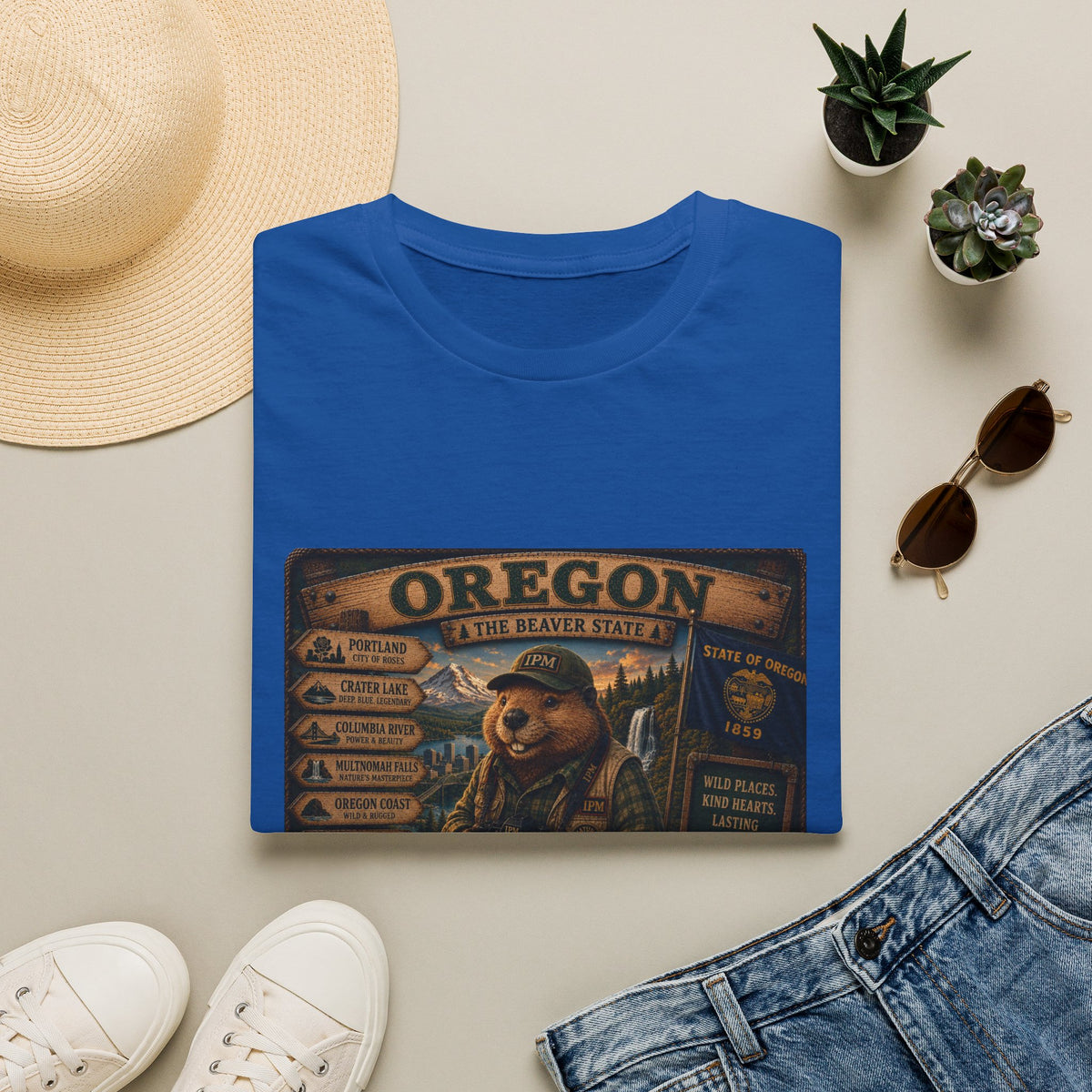 Oregon Beaver State Vintage Travel T-Shirt — Scenic Landmarks & Wildlife Tee