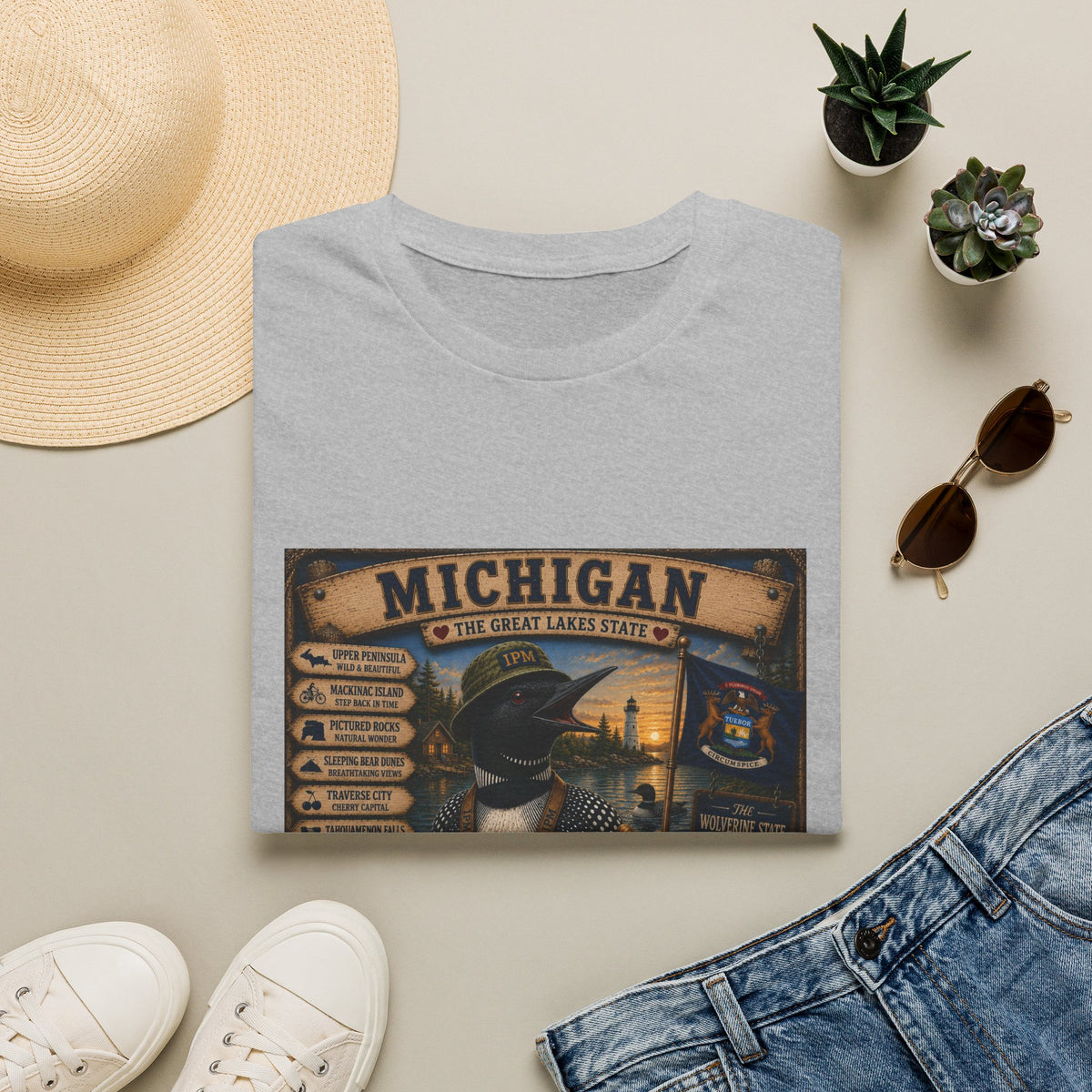 Michigan Vintage Travel T-Shirt — The Great Lakes State Graphic Tee