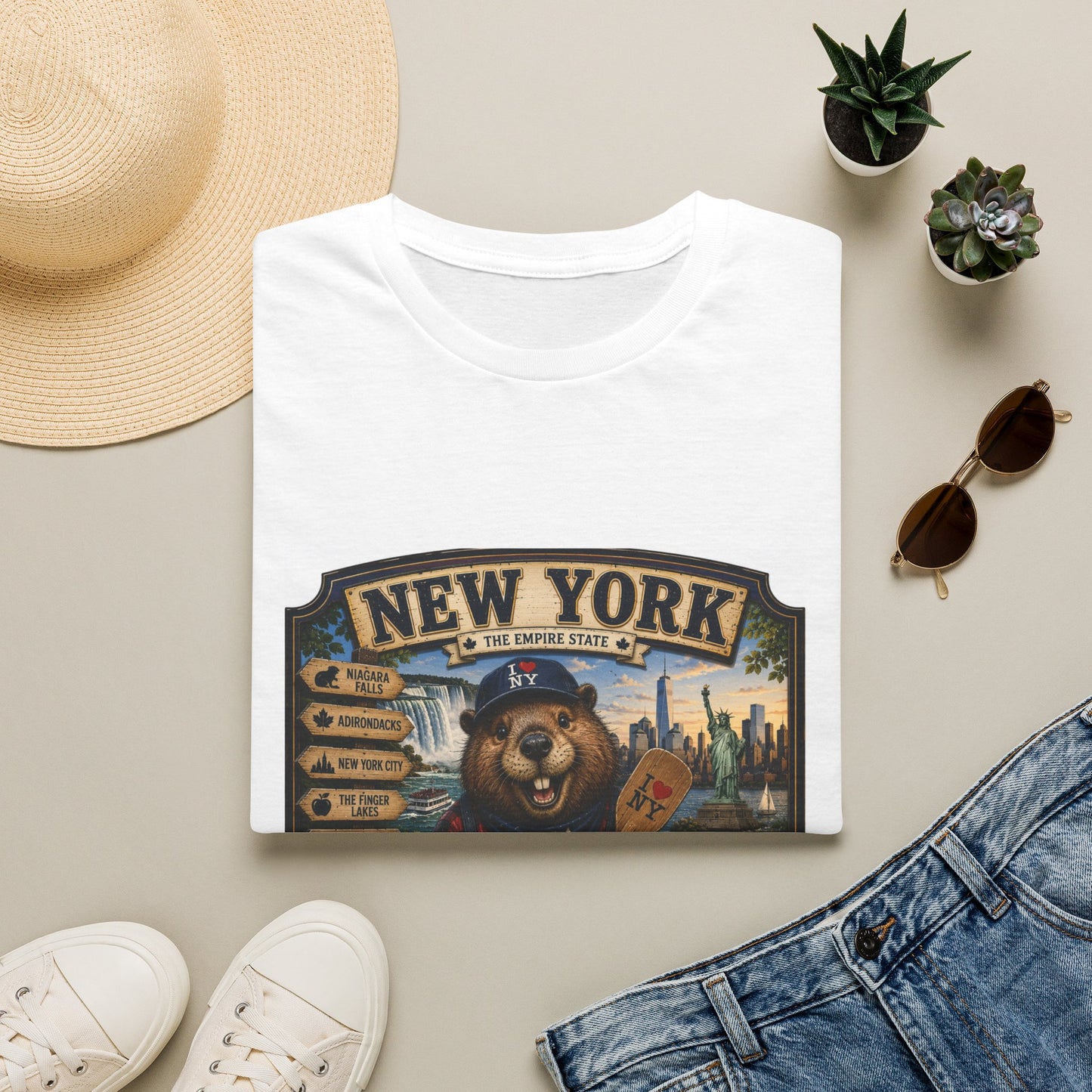 New York Bear Vintage Graphic T-Shirt — NYC Souvenir Cityscape Tee