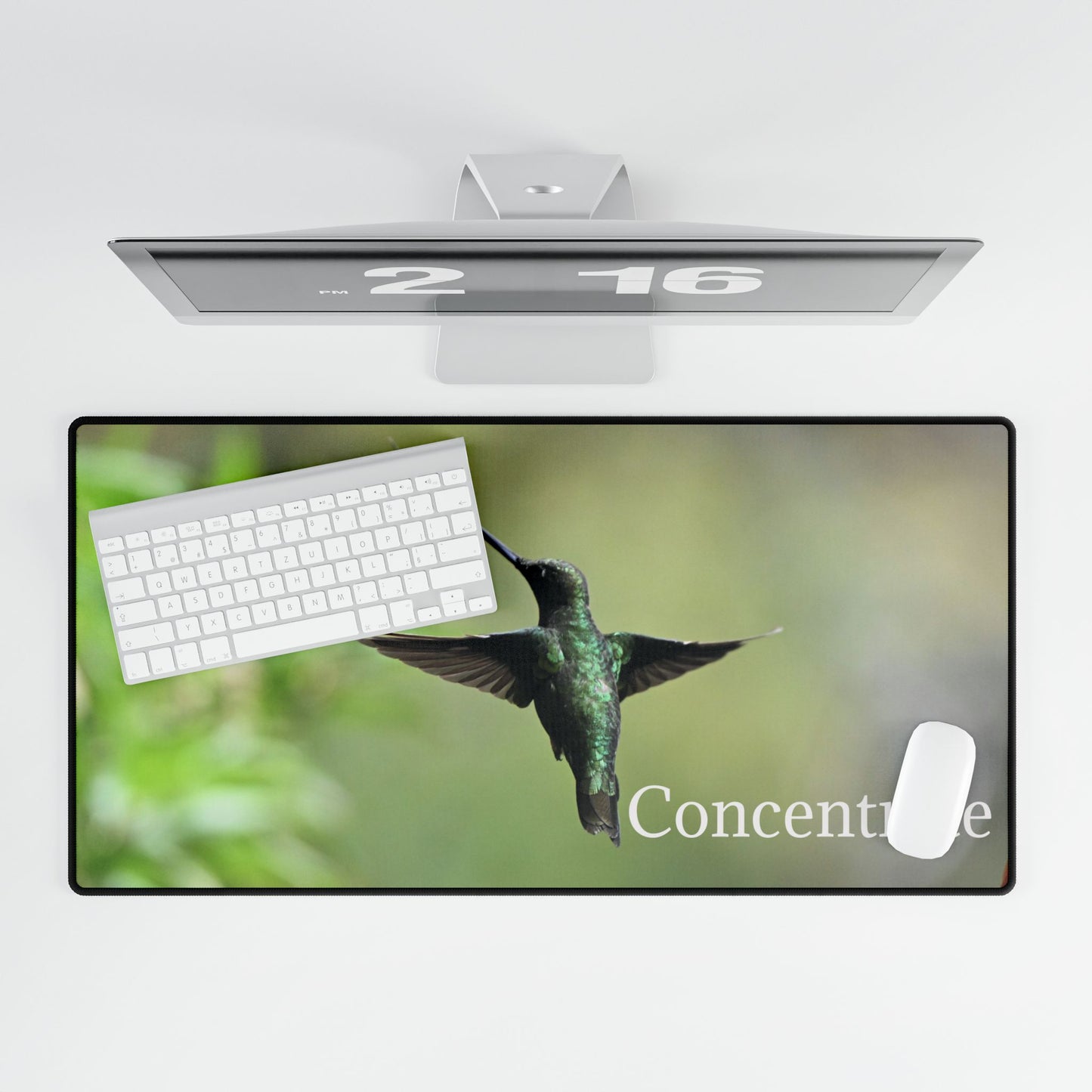Hummingbird 'Concentrate' Desk Mat — Large Motivational Mouse Pad