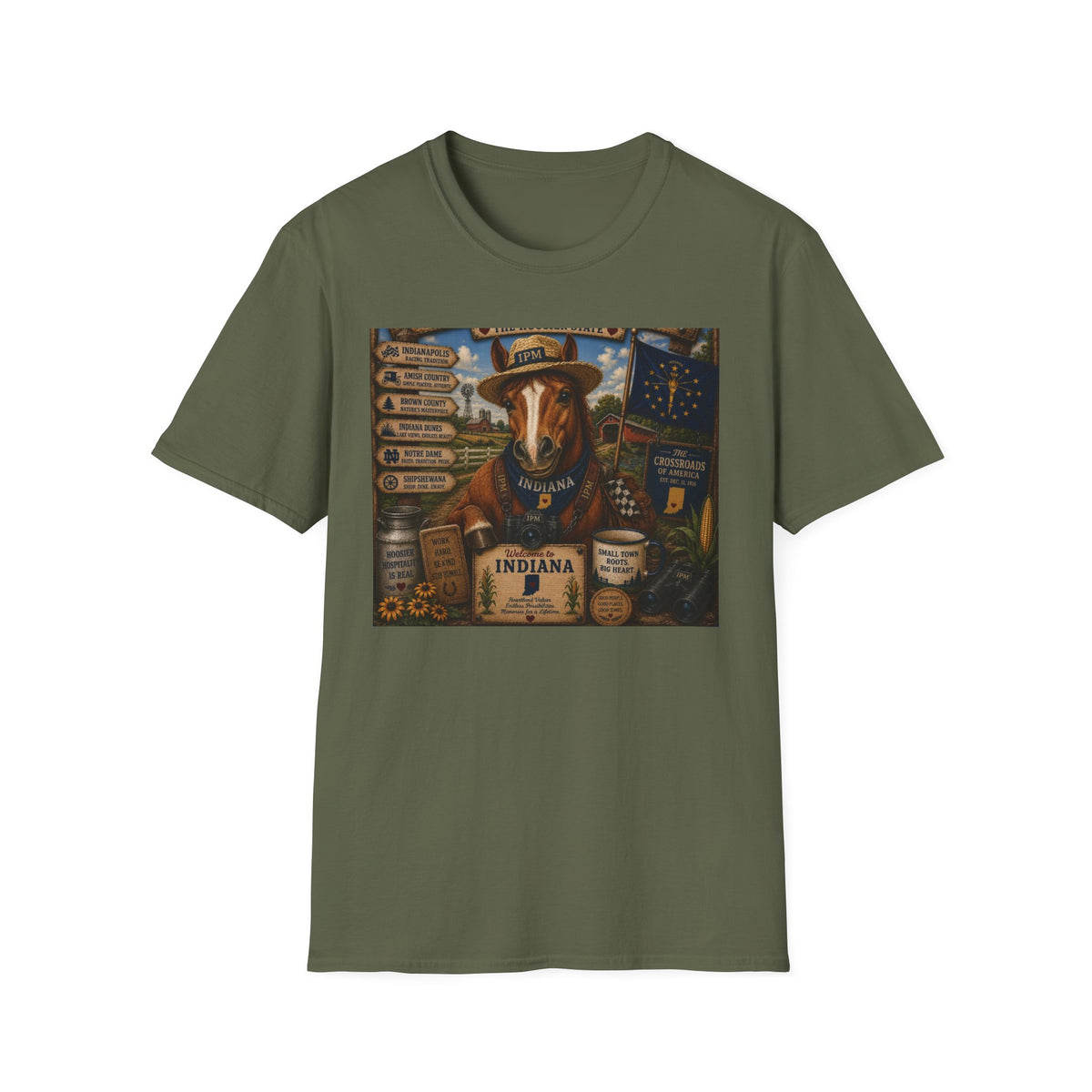 Indiana Scout Dog T-Shirt — Vintage State Travel Poster Design