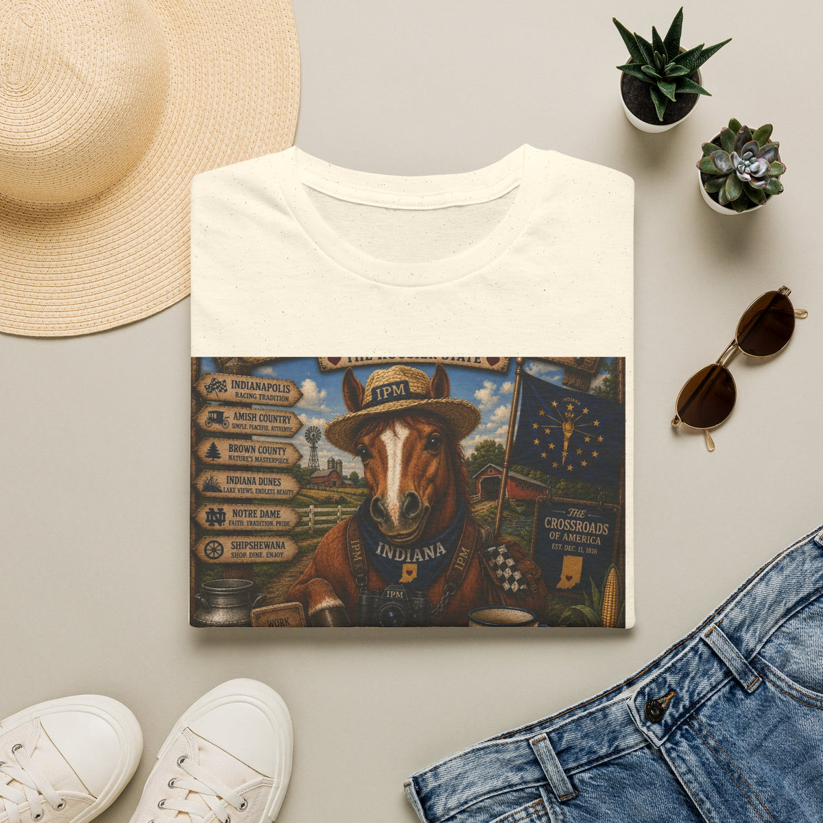 Indiana Scout Dog T-Shirt — Vintage State Travel Poster Design