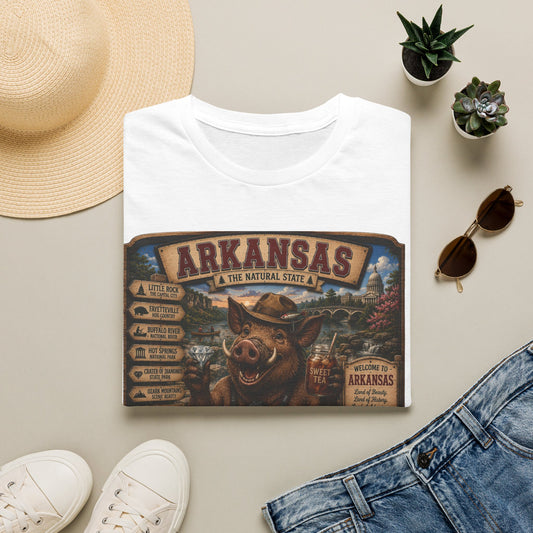 Arkansas Vintage Boar T-Shirt — State Travel Sign Souvenir