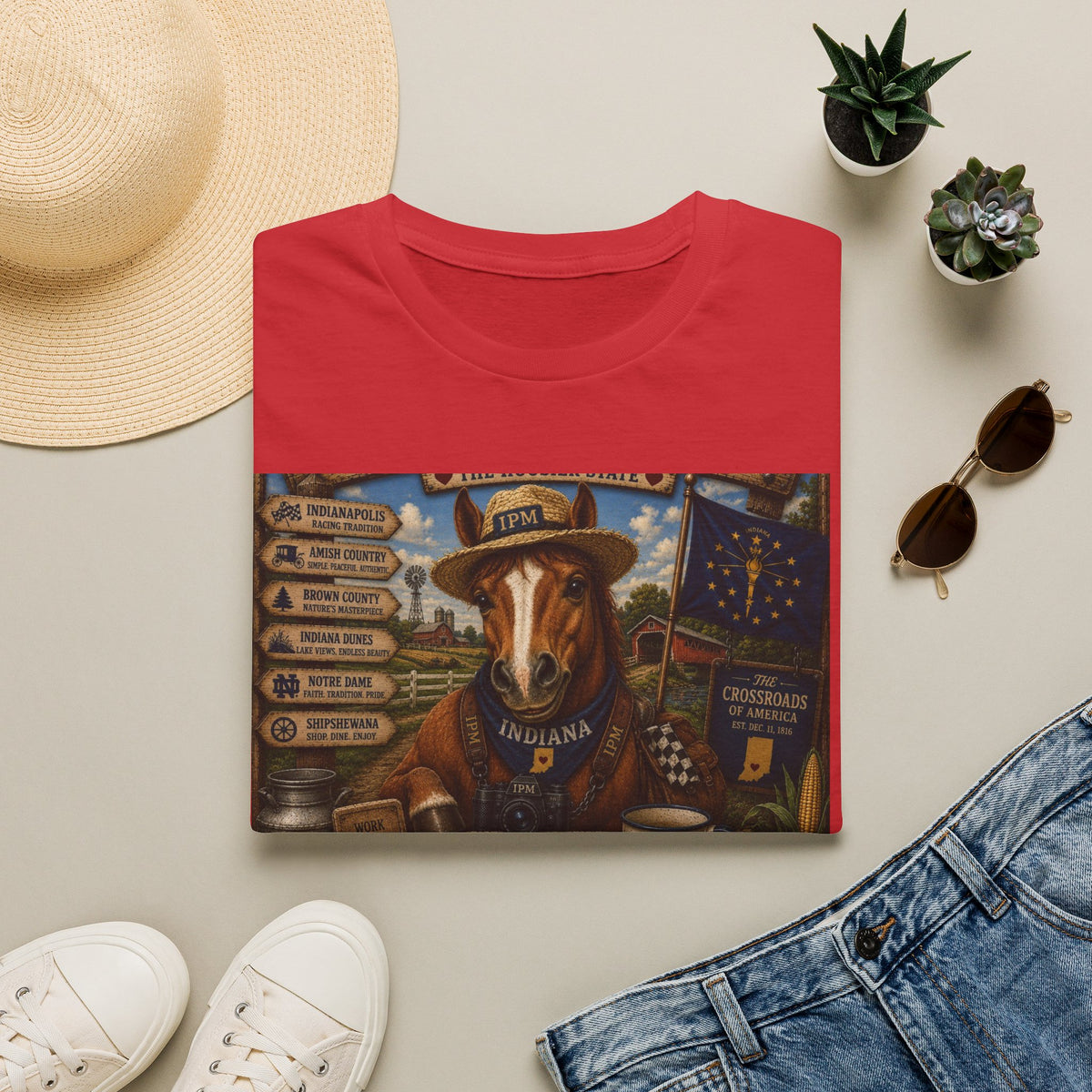 Indiana Scout Dog T-Shirt — Vintage State Travel Poster Design