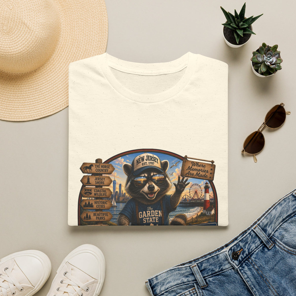 New Jersey Raccoon "Garden State" T-Shirt — Retro State Pride Tee