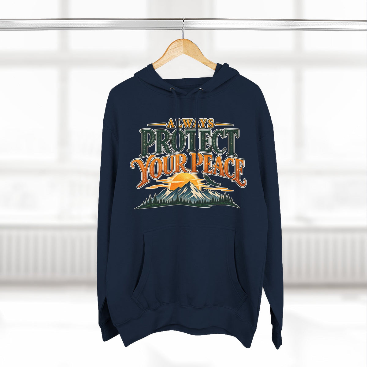 Hoodie - "Always Protect Your Peace" Mountain Graphic Fleece Hoodie