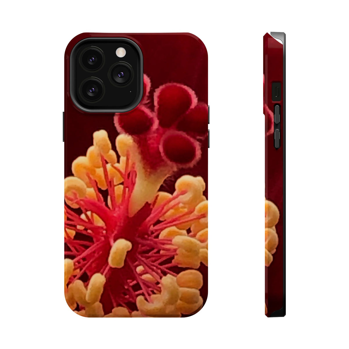 Floral Macro Phone Case — Red & Yellow Pollen Design (Magnetic Impact-Resistant)