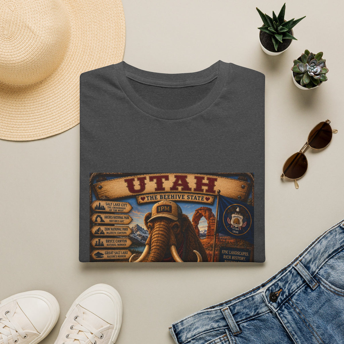 Utah The Beehive State Vintage Mammoth T-Shirt