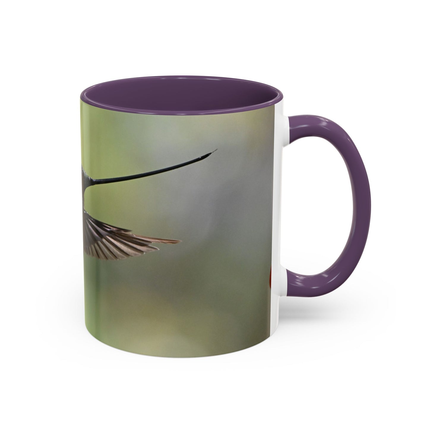 Hummingbird Accent Coffee Mug – 11/15oz Ceramic Mug with Black Interior & Handle