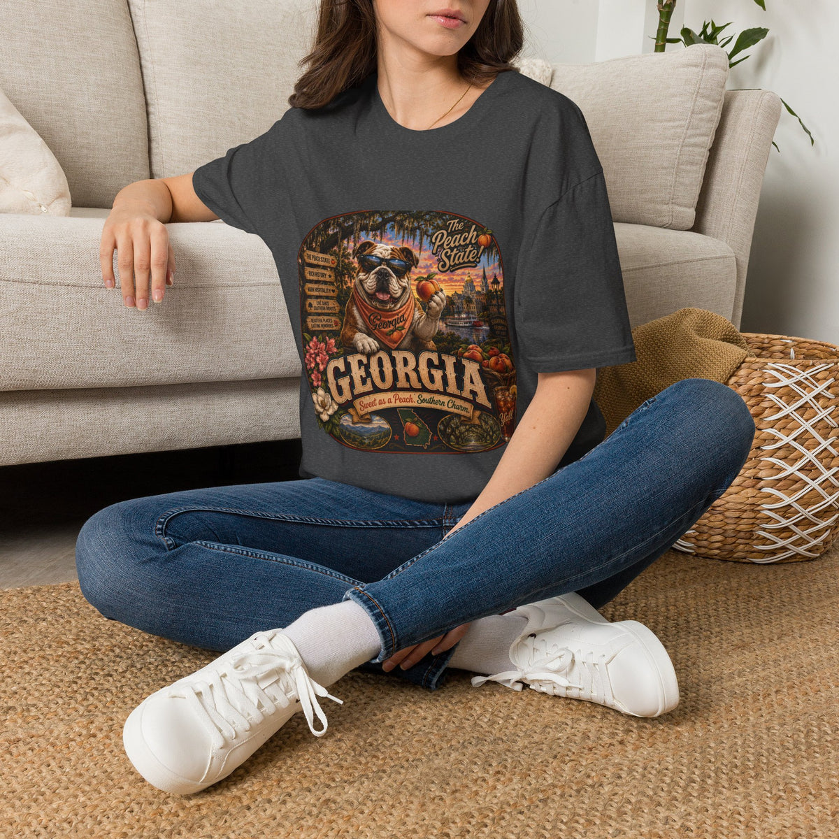 Georgia Peach State T-Shirt — Retro Pug Travel Poster Design