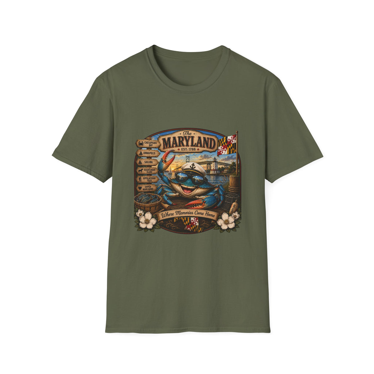 Maryland Vintage Crab T-Shirt – Chesapeake Bay Coastal Travel Tee