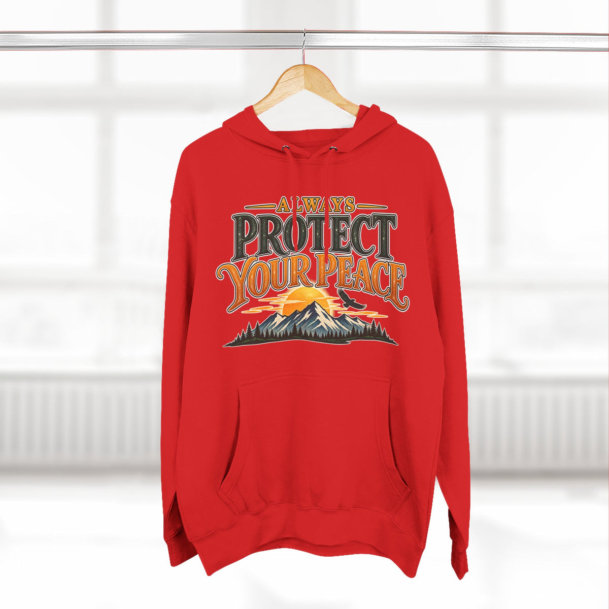 Hoodie - "Always Protect Your Peace" Mountain Graphic Fleece Hoodie