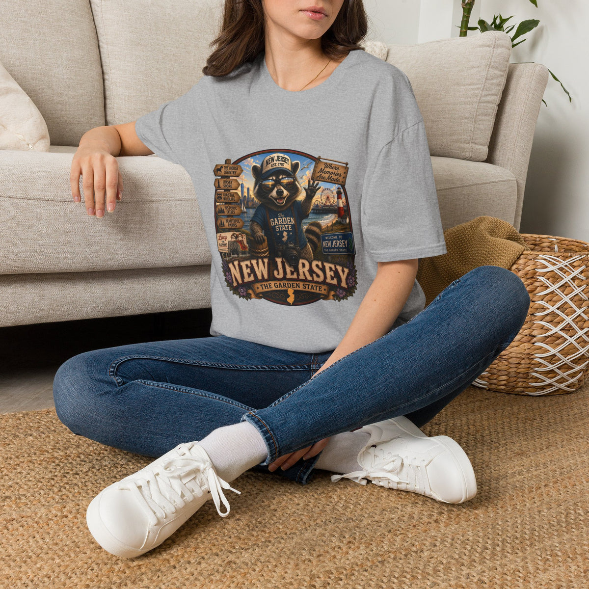 New Jersey Raccoon "Garden State" T-Shirt — Retro State Pride Tee