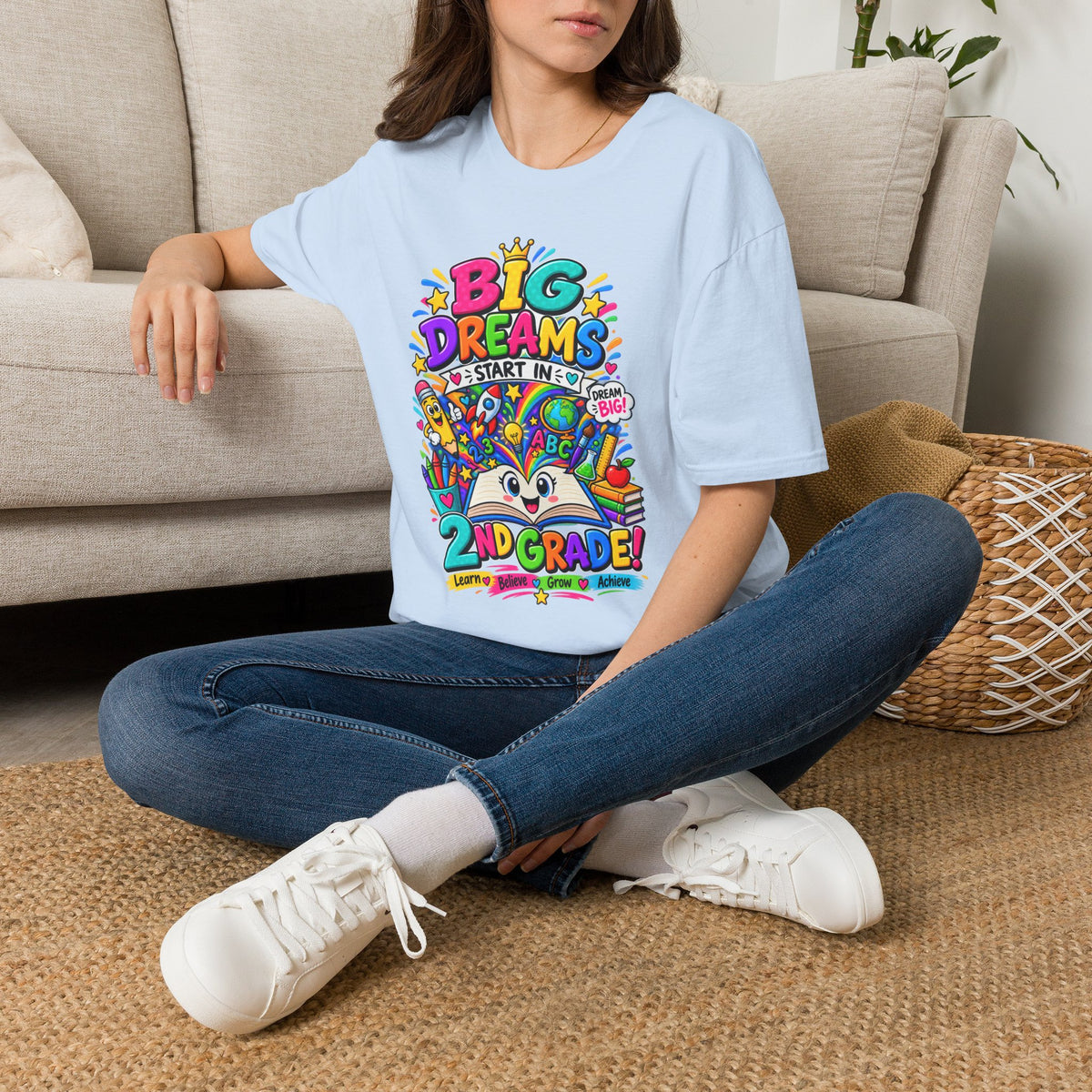 Big Dreams Start In... T-Shirt — Colorful Back-to-School 2nd Grade Tee