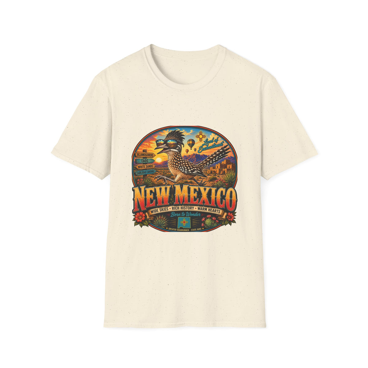 New Mexico Roadrunner Sunset T-Shirt — Southwestern Desert Travel Tee