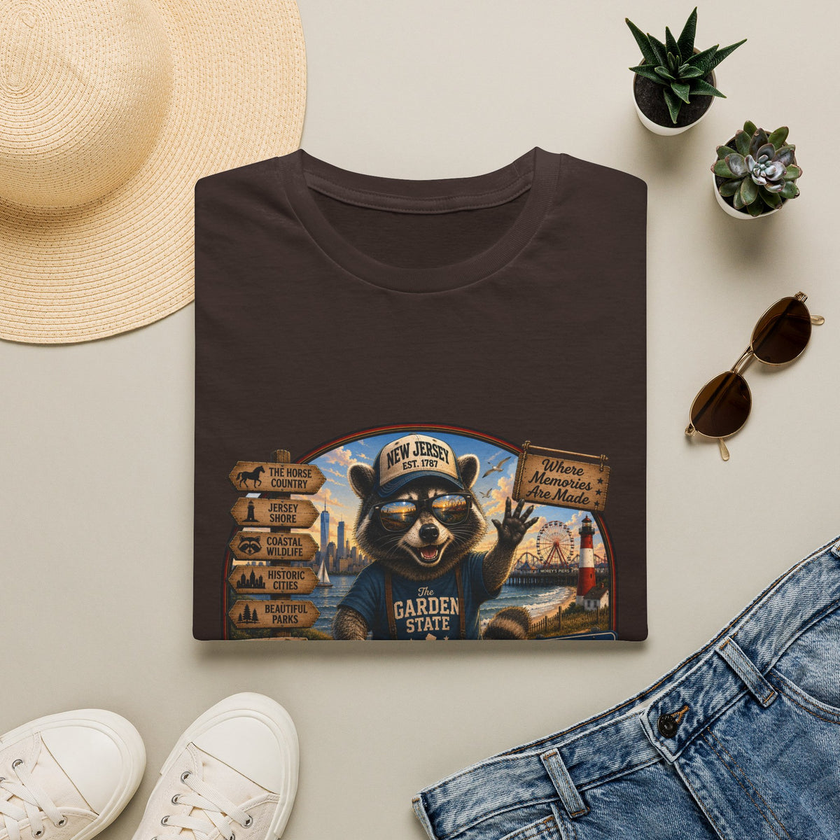New Jersey Raccoon "Garden State" T-Shirt — Retro State Pride Tee