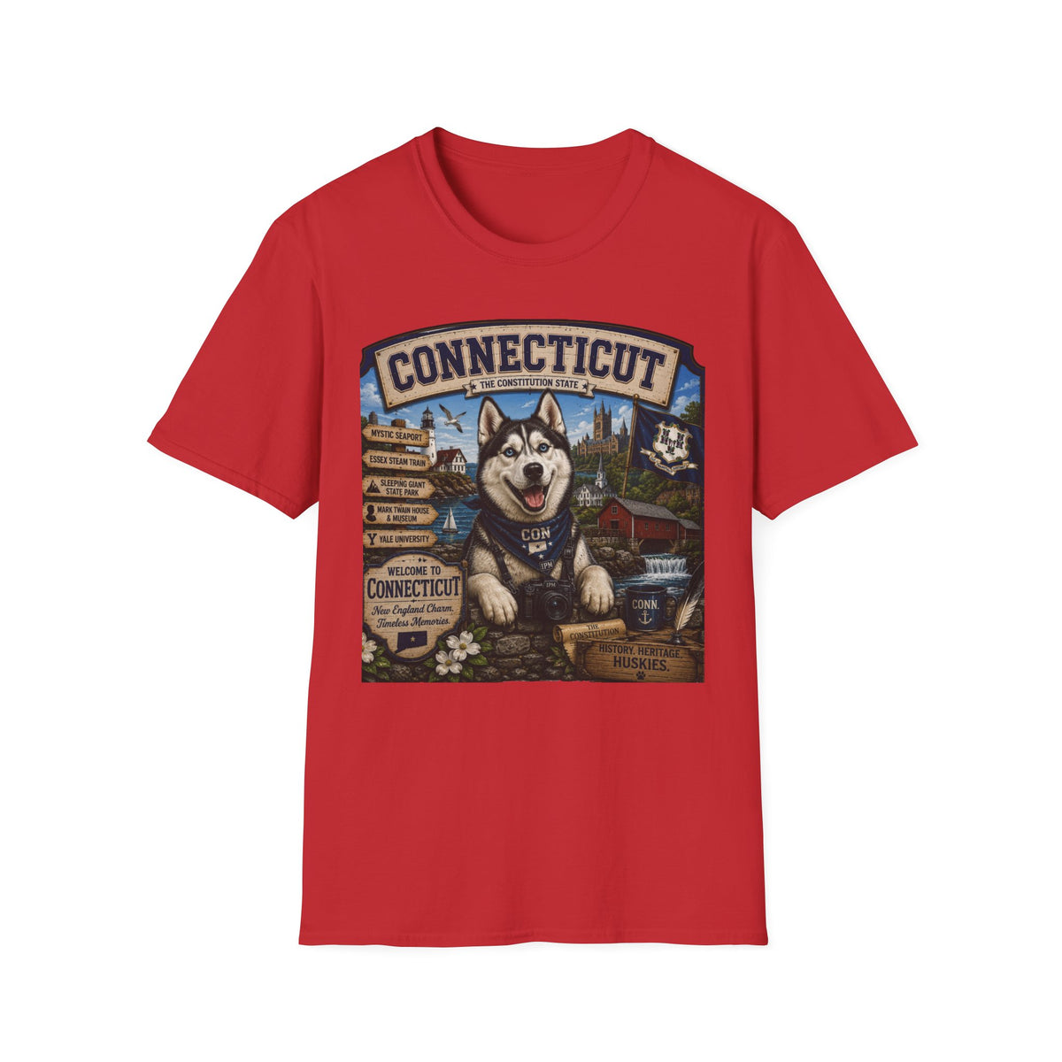 Connecticut Husky State T-Shirt — Vintage Connecticut Scenic Tee