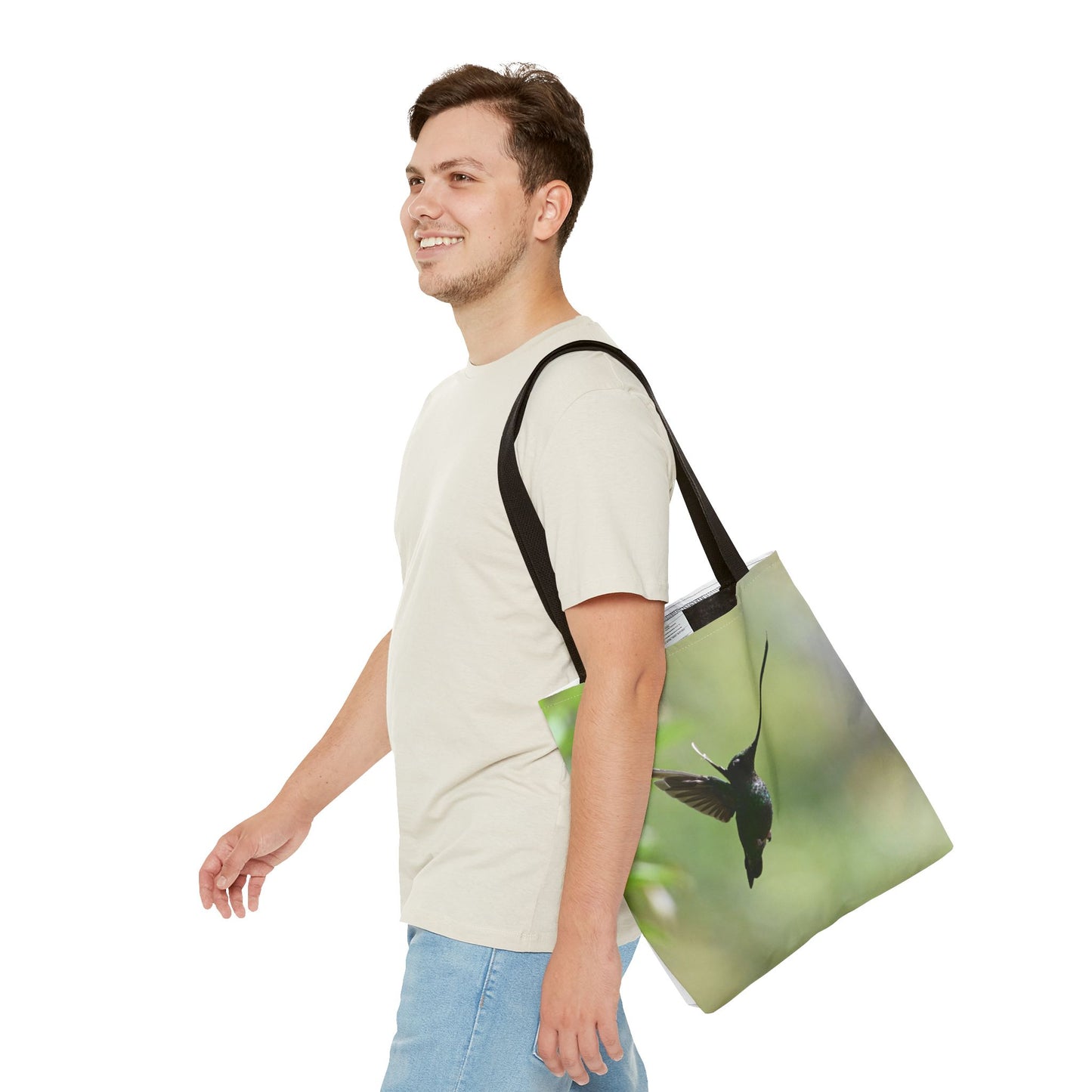 Hummingbird Tote Bag, Colorful Eco-Friendly Shopper, Summer Beach Bag, Floral Gift Bag, Lightweight Carry-All