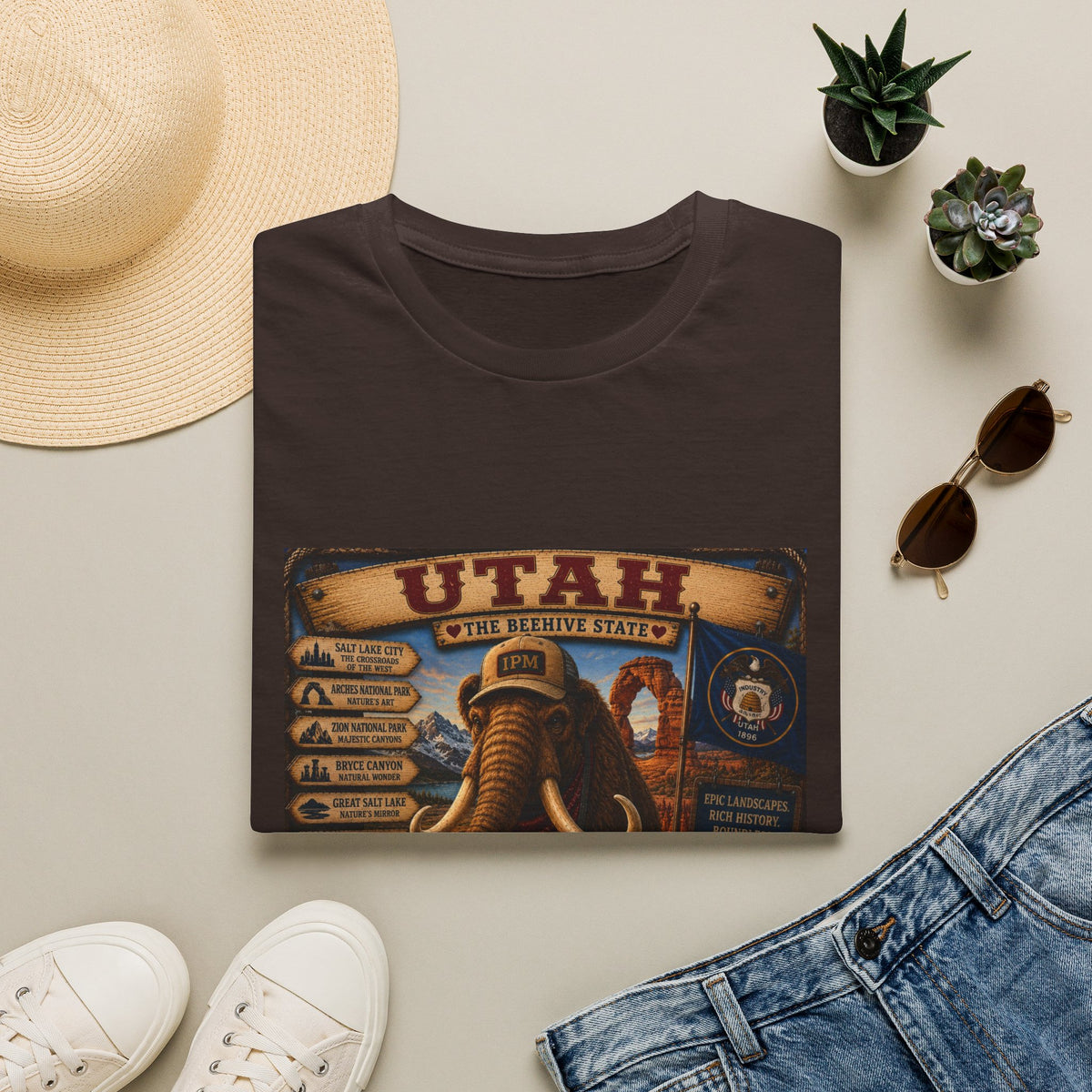 Utah The Beehive State Vintage Mammoth T-Shirt