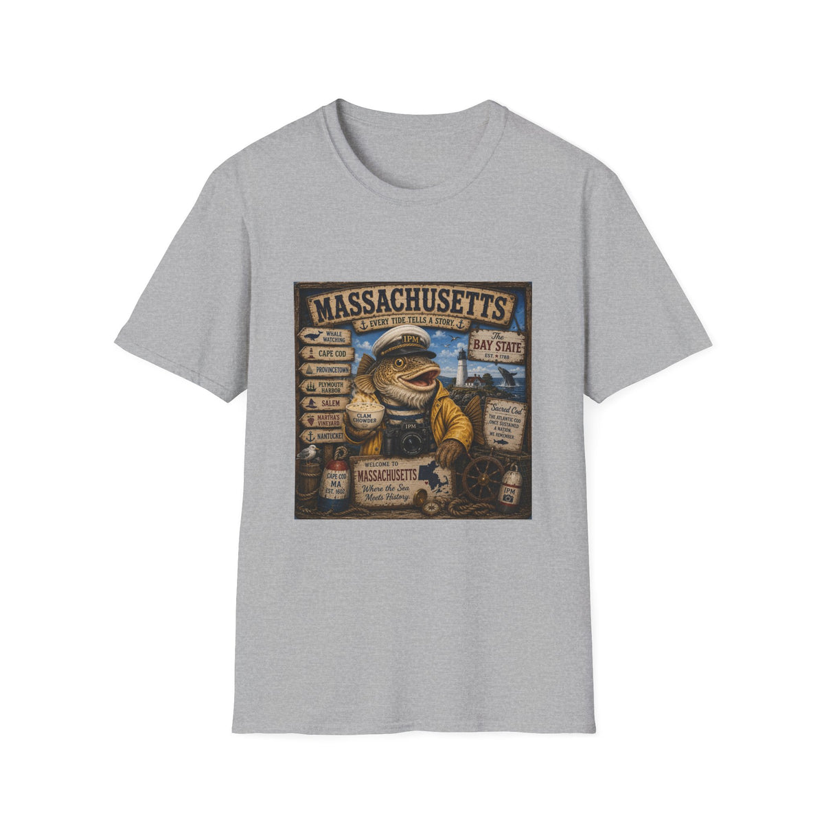 Massachusetts Fisherman T-Shirt – Vintage Cape Cod & Bay State Nautical Tee