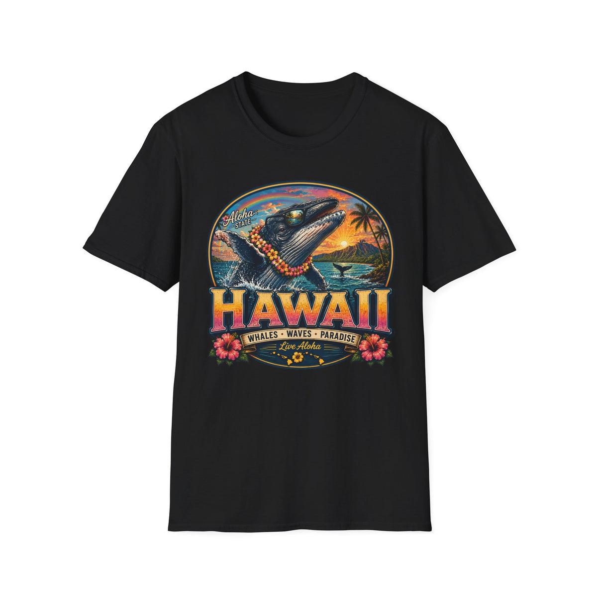 Hawaii Whale Sunset T-Shirt — Aloha Tropical Island Graphic Tee