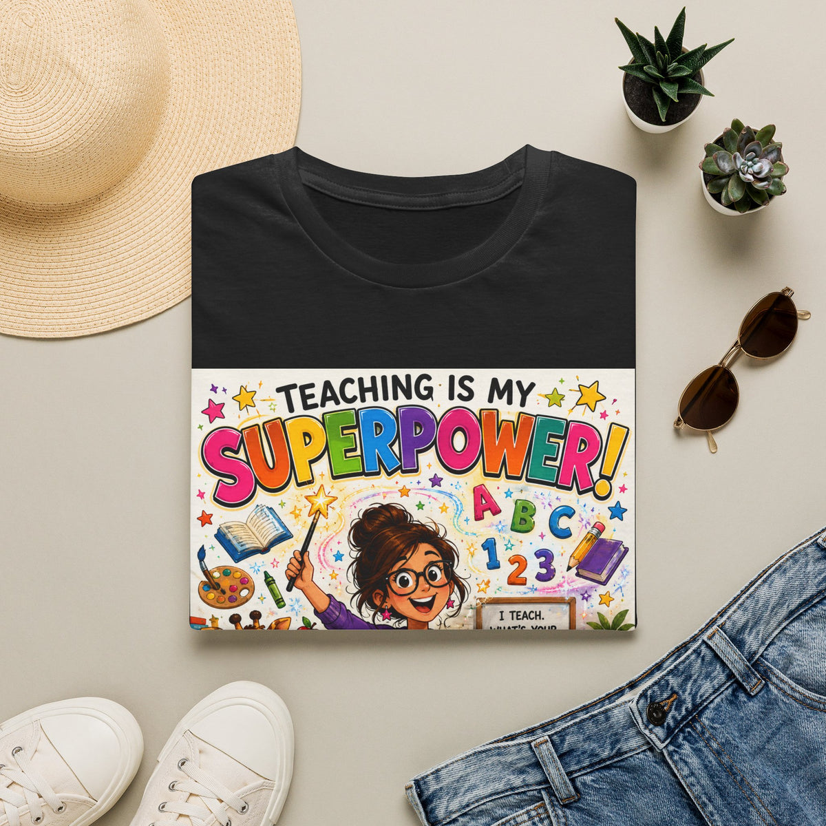 Teaching Is My Superpower T-Shirt — Colorful Teacher Appreciation Tee
