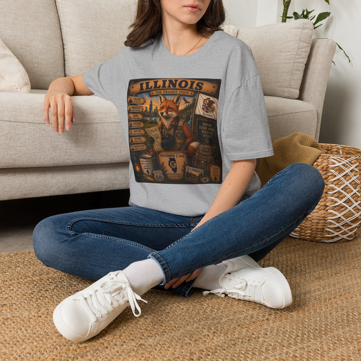 Illinois Vintage Fox Tee — The Prairie State Travel Souvenir T-Shirt