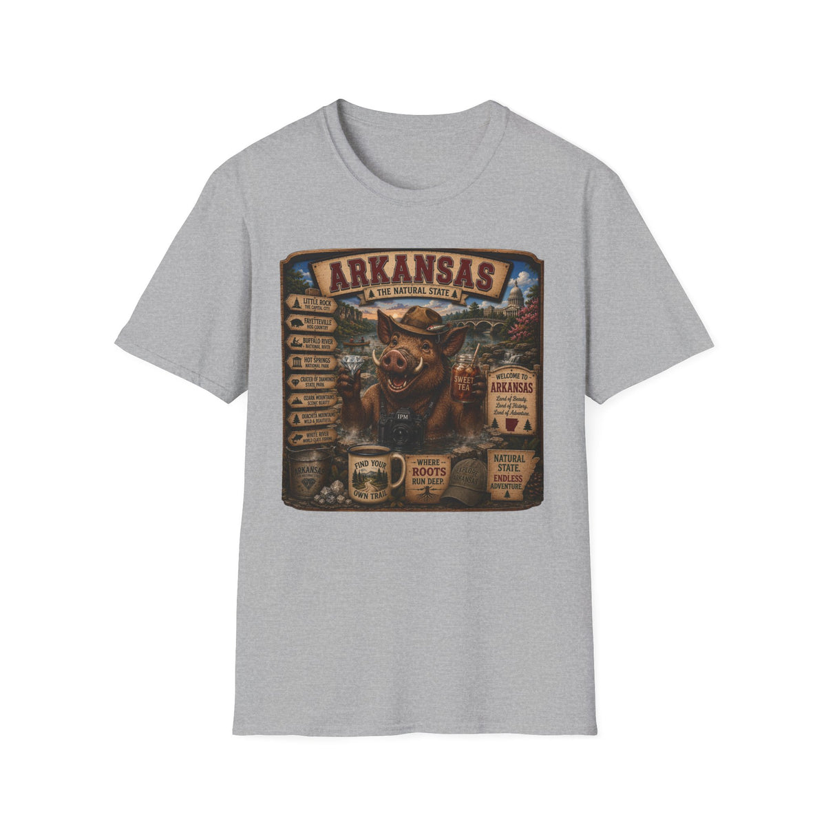 Arkansas Vintage Boar T-Shirt — State Travel Sign Souvenir